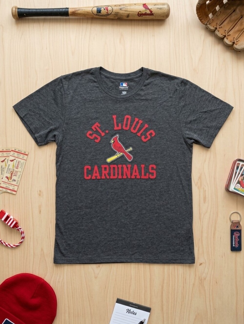 St. Louis Cardinals MLB Baseball Graphic Tee Medium Heather Gray 3D Patch STL